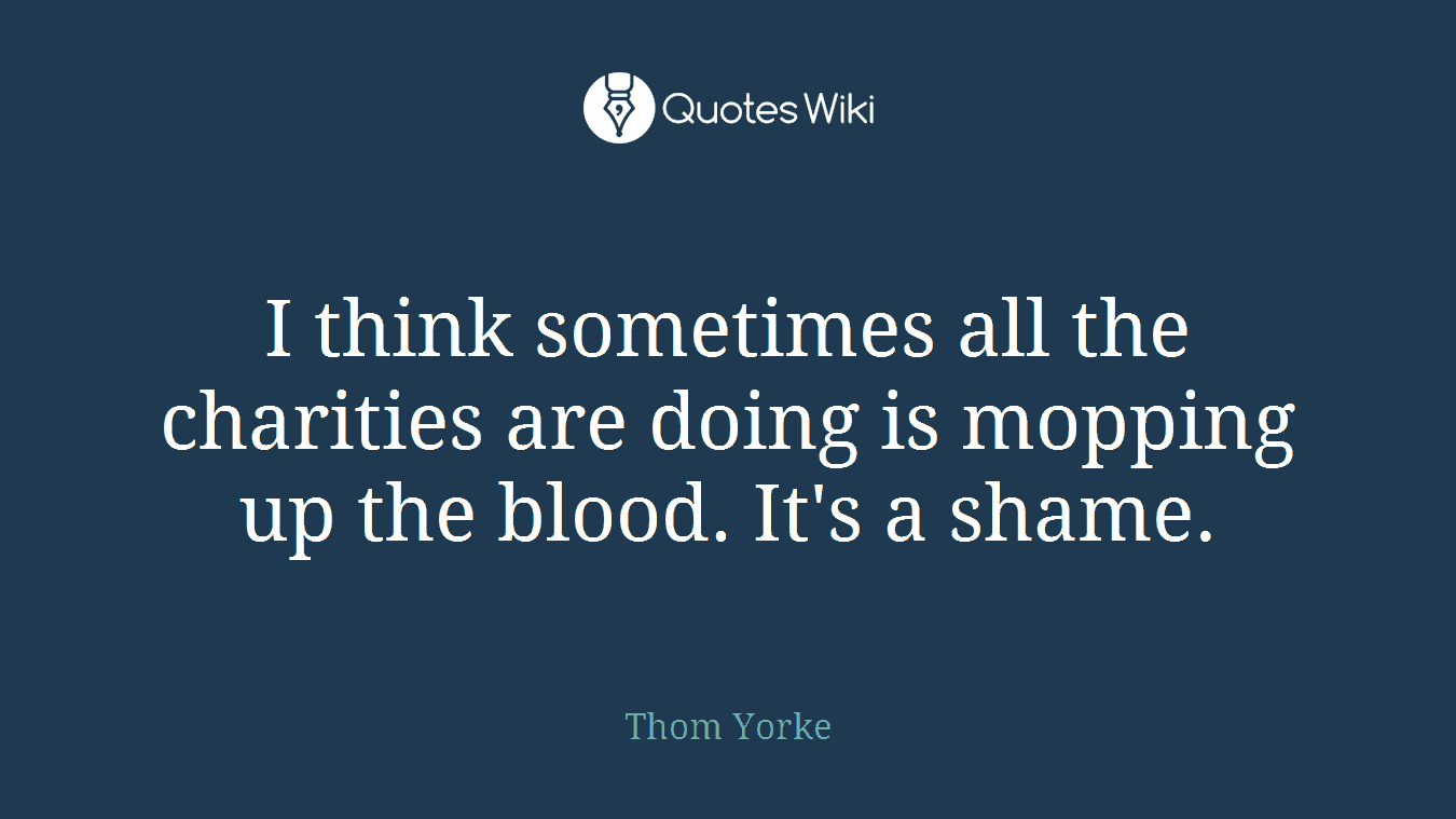 I think sometimes all the charities are doing is mopping up the blood. It's a shame.