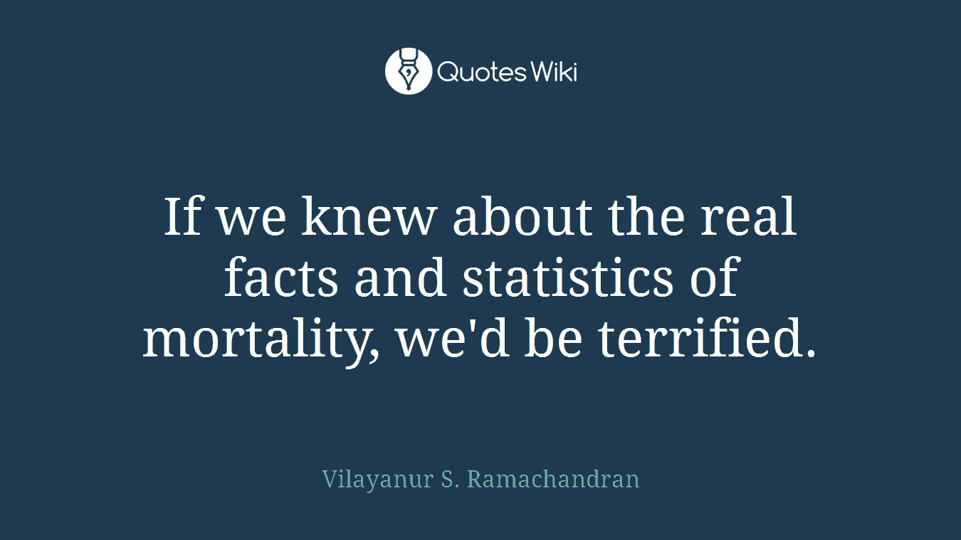 If we knew about the real facts and statistics of mortality, we'd be terrified.