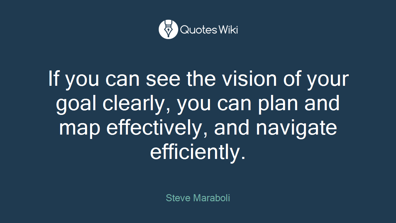 If you can see the vision of your goal clearly, you can plan and map effectively, and navigate efficiently.