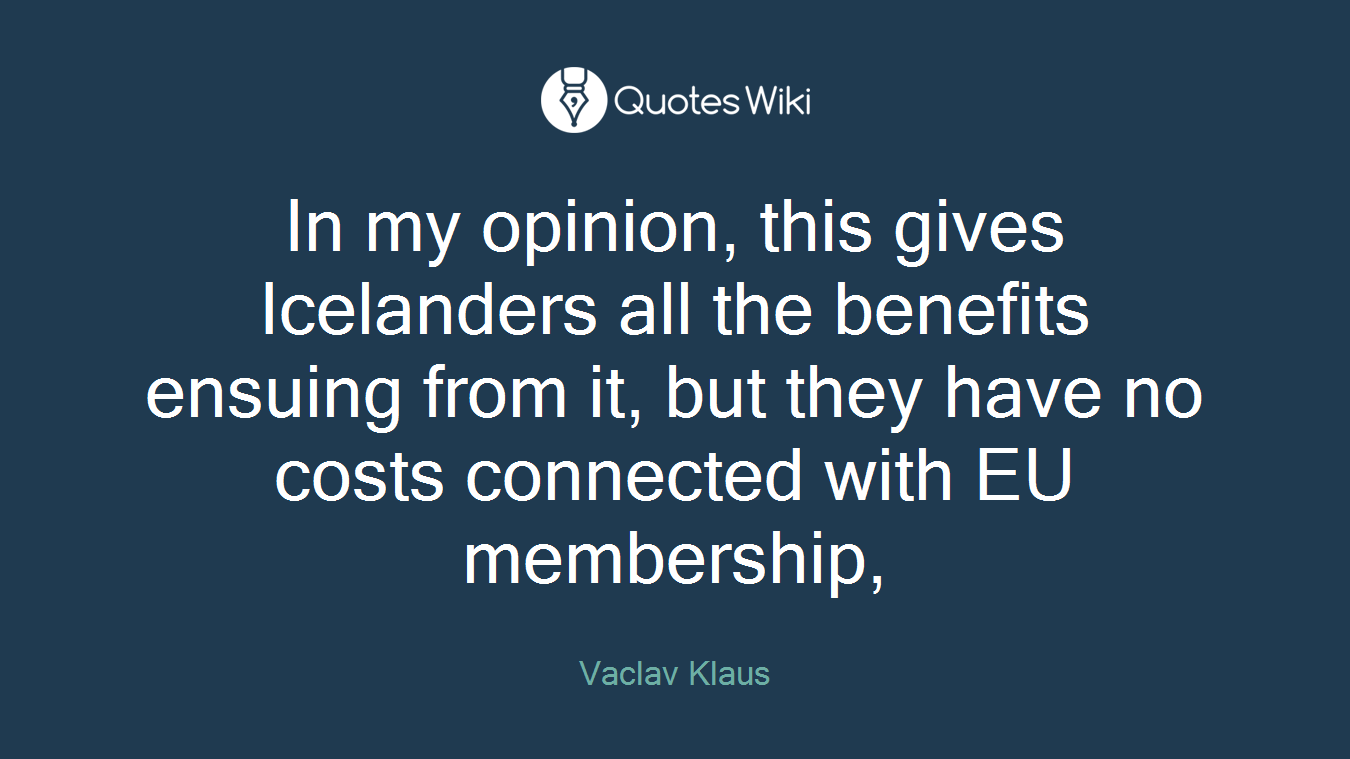 In my opinion, this gives Icelanders all the benefits ensuing from it, but they have no costs connected with EU membership,