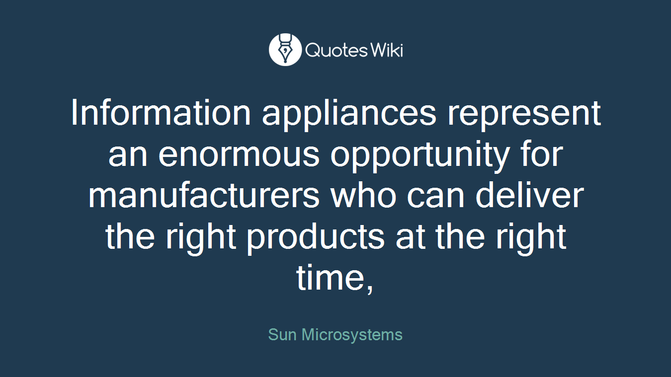 Information appliances represent an enormous opportunity for manufacturers who can deliver the right products at the right time,