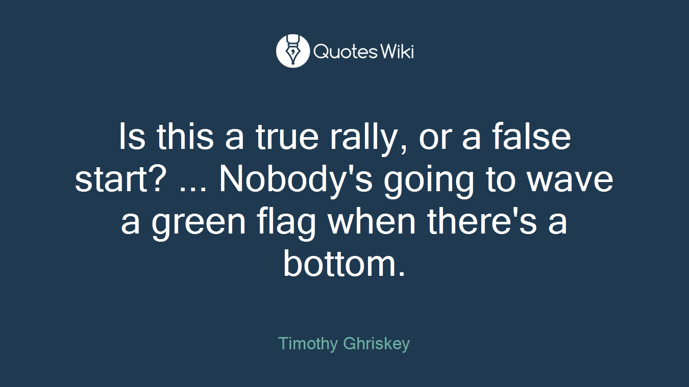 Is this a true rally, or a false start? ... Nobody's going to wave a green flag when there's a bottom.