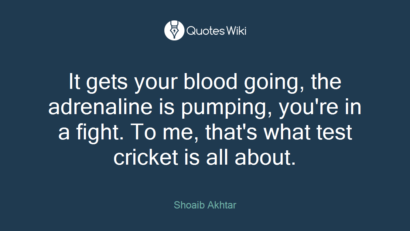It gets your blood going, the adrenaline is pumping, you're in a fight. To me, that's what test cricket is all about.