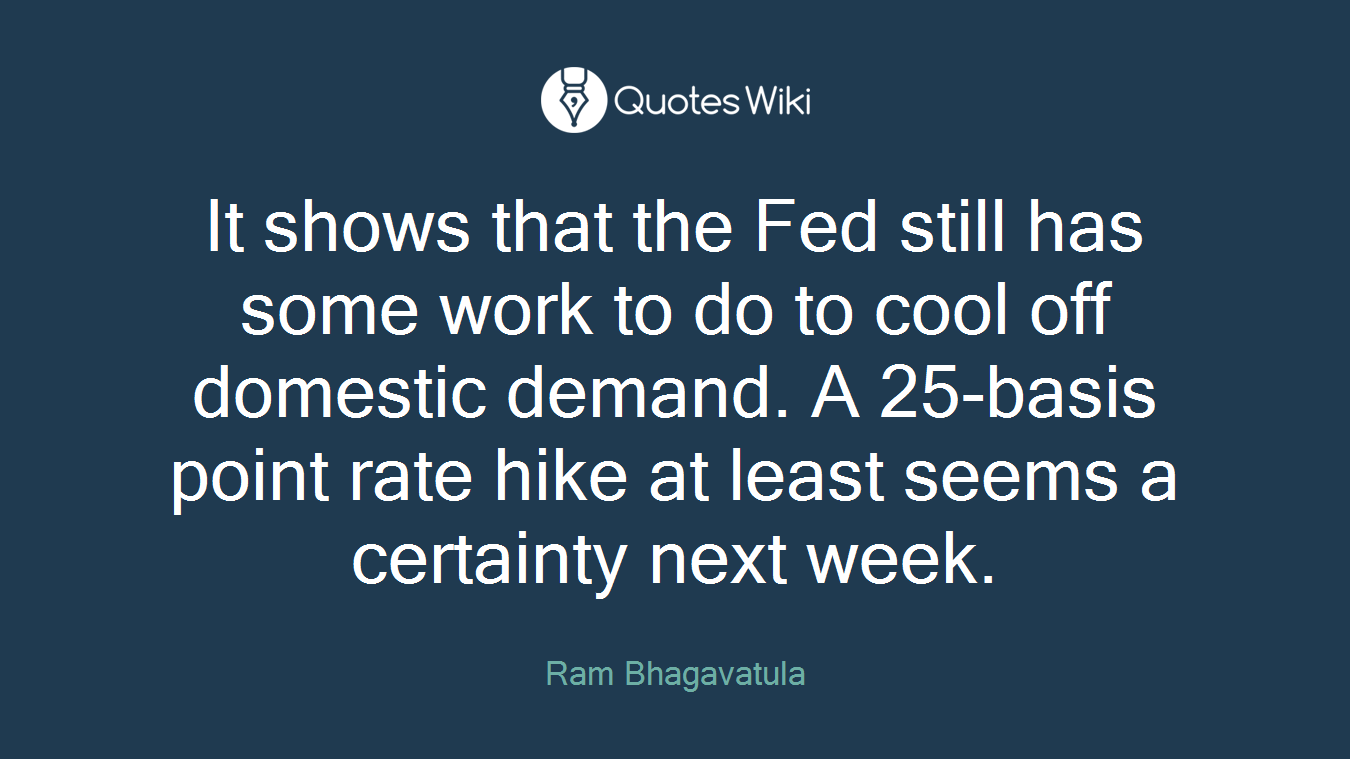 It shows that the Fed still has some work to do to cool off domestic demand. A 25-basis point rate hike at least seems a certainty next week.