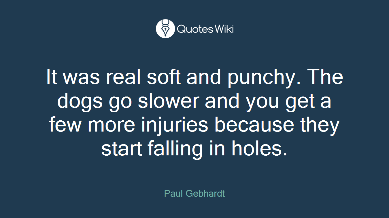 It was real soft and punchy. The dogs go slower and you get a few more injuries because they start falling in holes.