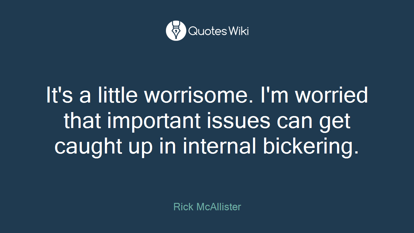 It's a little worrisome. I'm worried that important issues can get caught up in internal bickering.