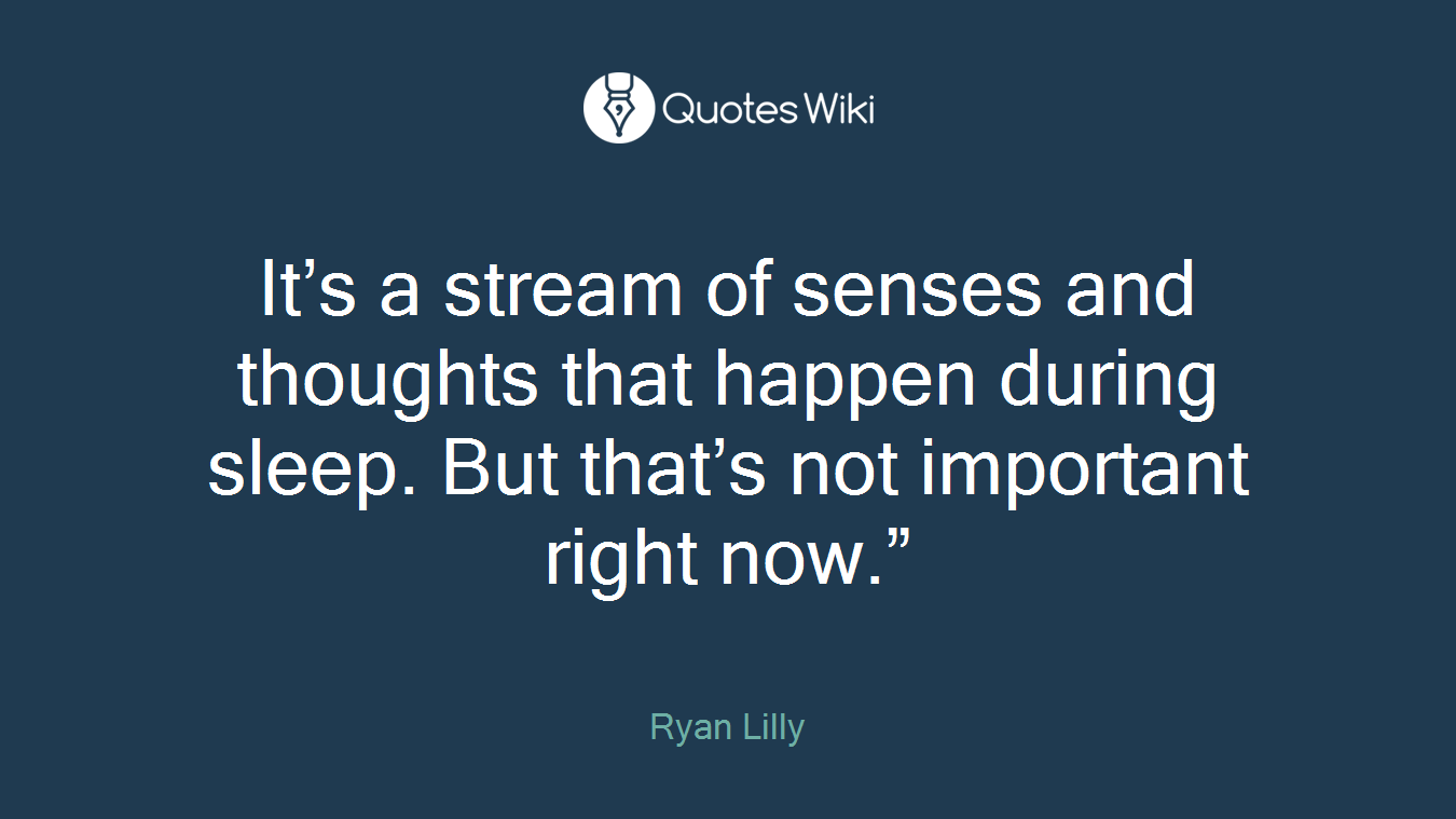 It’s a stream of senses and thoughts that happen during sleep. But that’s not important right now.”