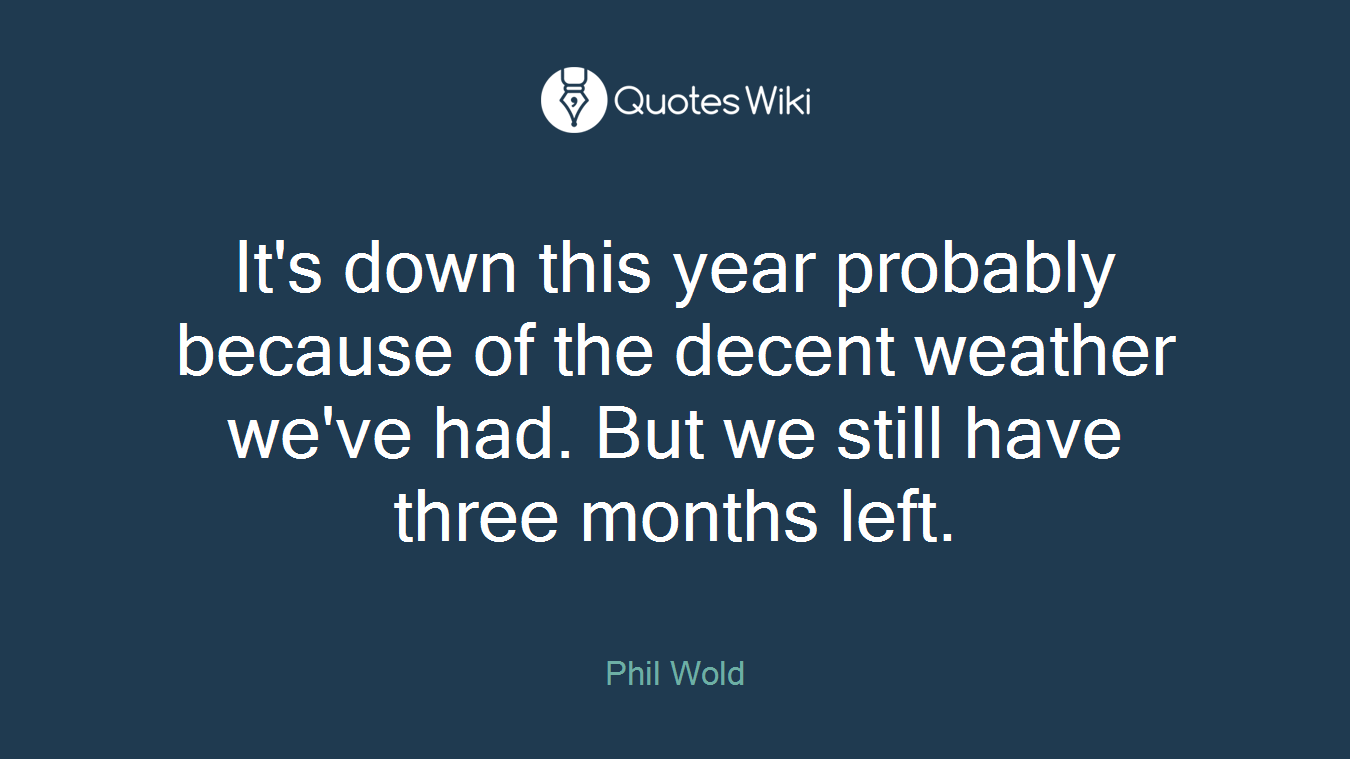 It's down this year probably because of the decent weather we've had. But we still have three months left.
