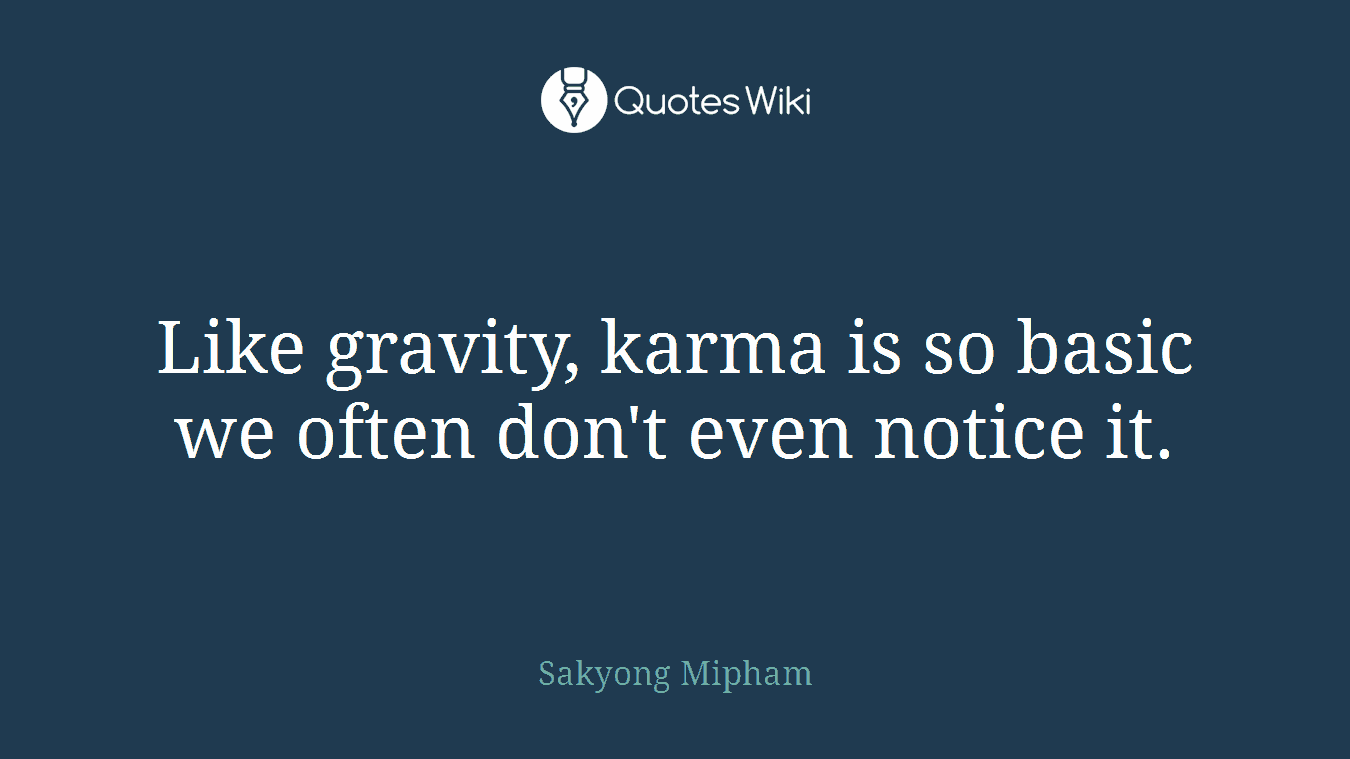 Like gravity, karma is so basic we often don't even notice it.