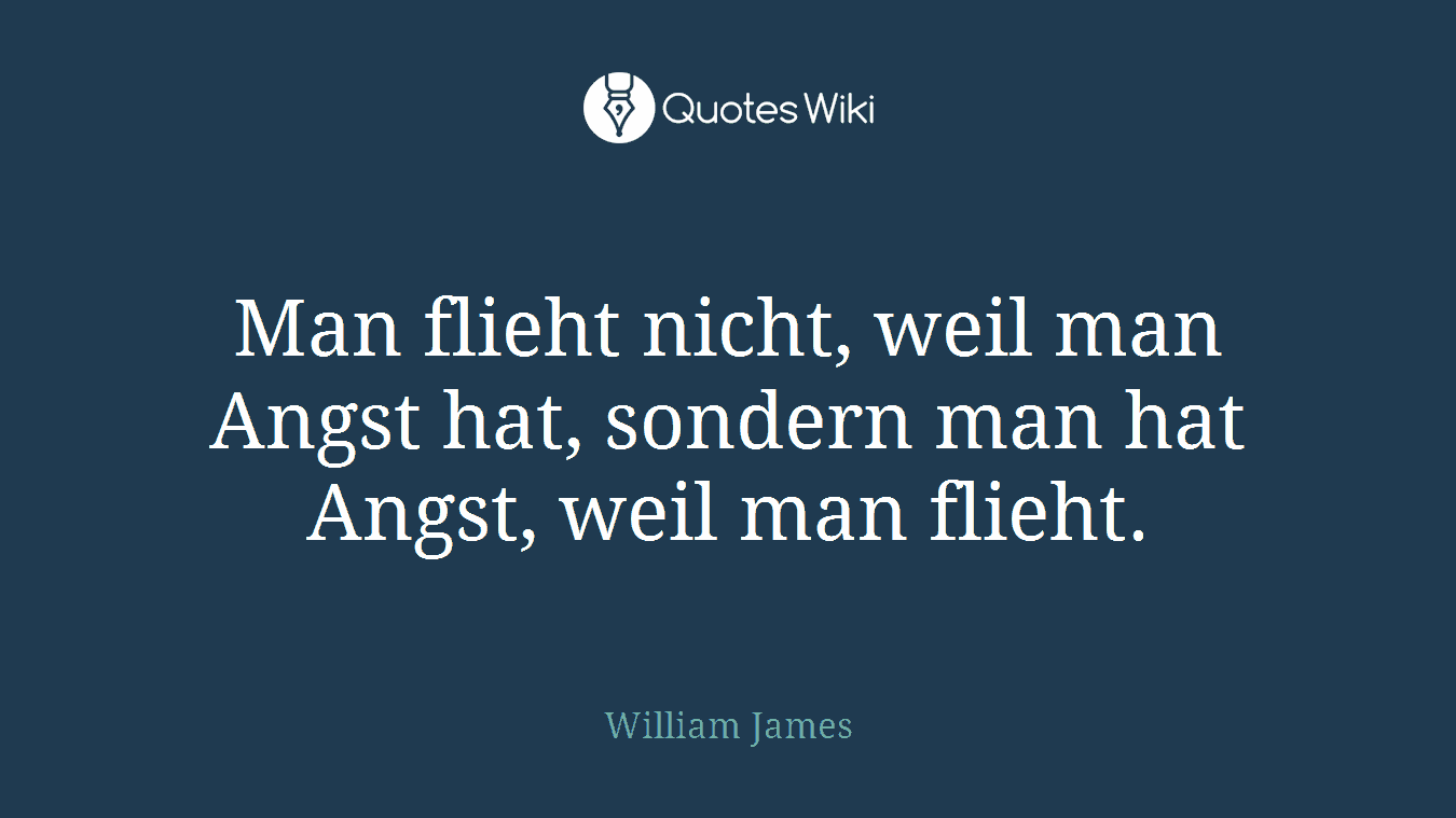 Man flieht nicht, weil man Angst hat, sondern man hat Angst, weil man flieht.