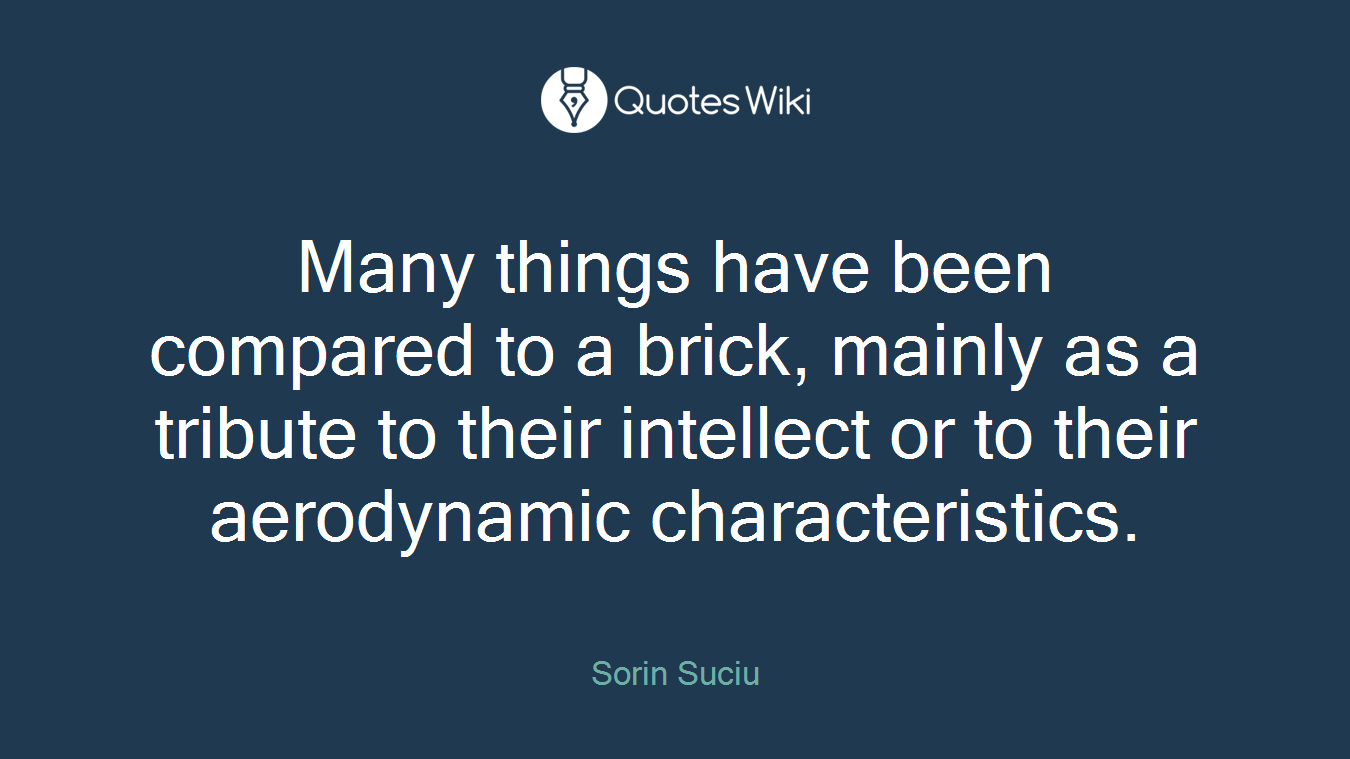 Many things have been compared to a brick, mainly as a tribute to their intellect or to their aerodynamic characteristics.
