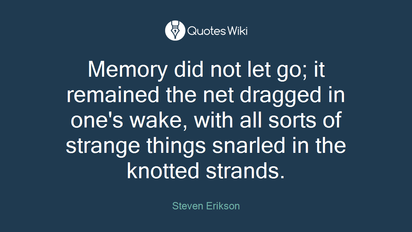 Memory did not let go; it remained the net dragged in one's wake, with all sorts of strange things snarled in the knotted strands.