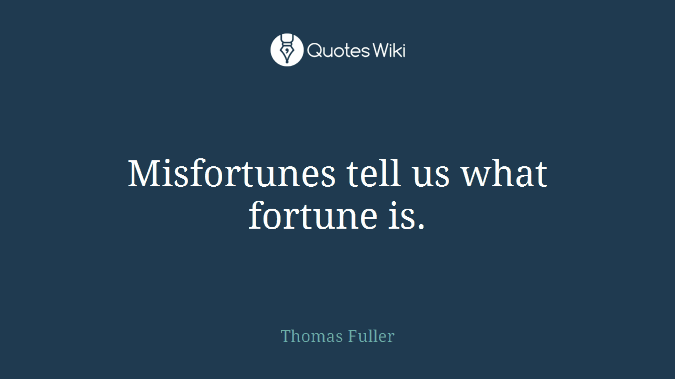 Misfortunes tell us what fortune is.