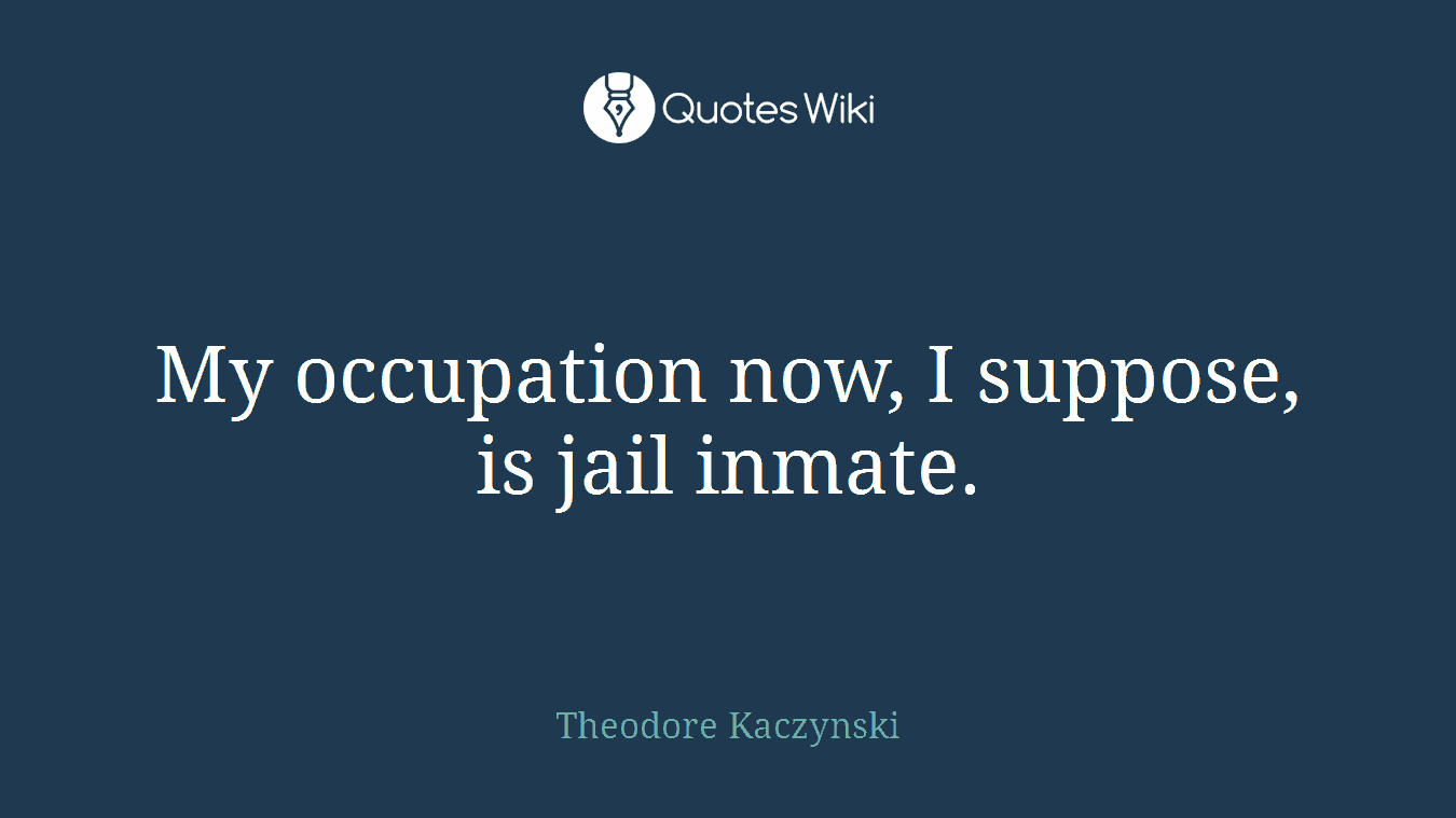 My occupation now, I suppose, is jail inmate.