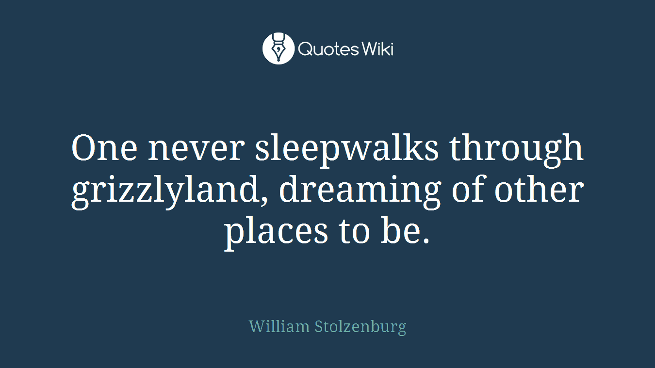 One never sleepwalks through grizzlyland, dreaming of other places to be.