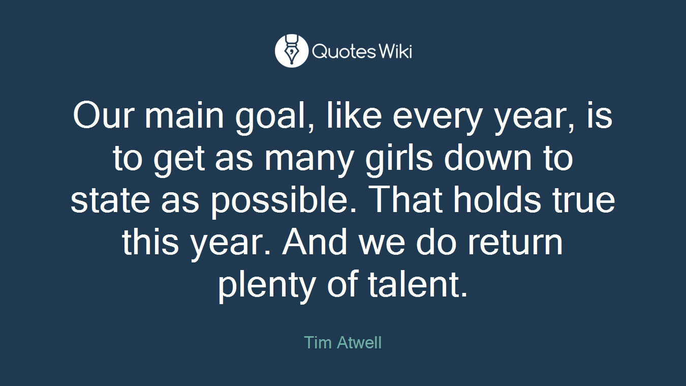 Our main goal, like every year, is to get as many girls down to state as possible. That holds true this year. And we do return plenty of talent.