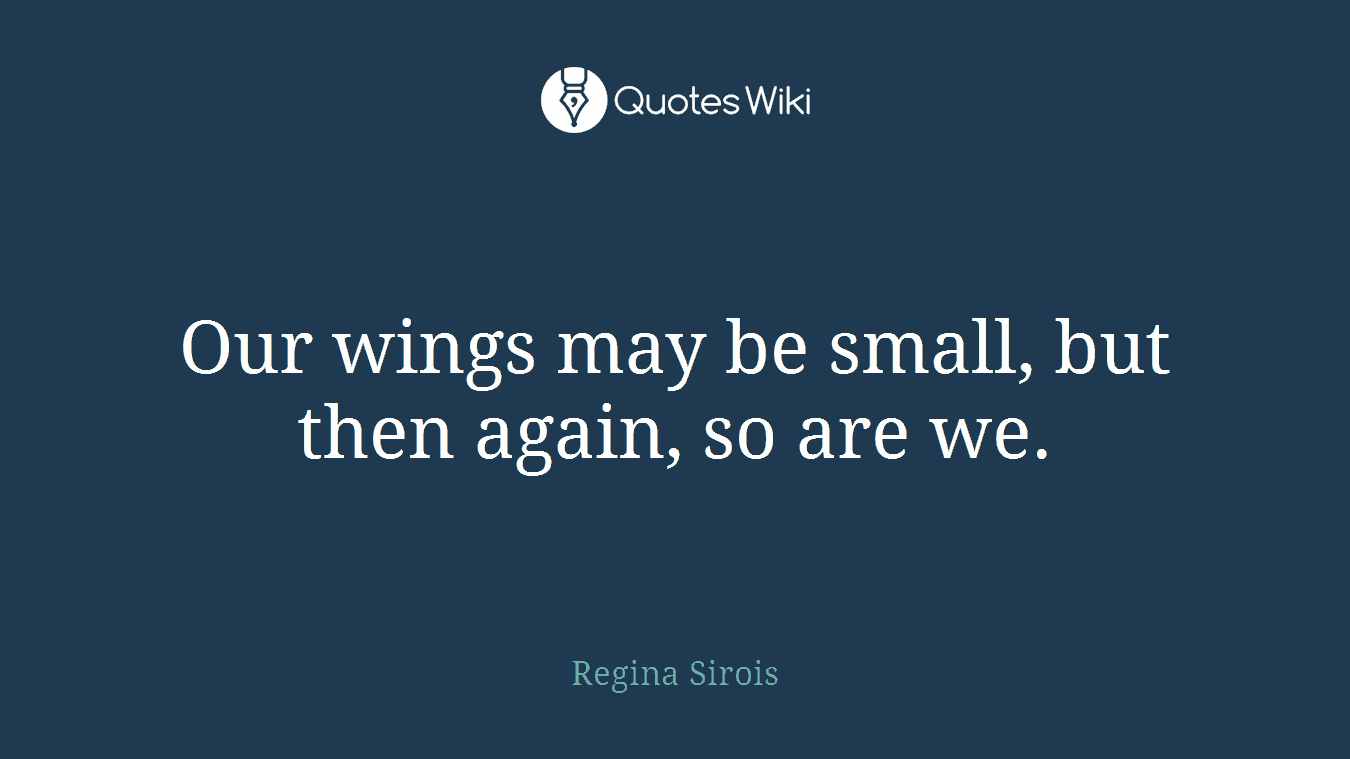 Our wings may be small, but then again, so are we.