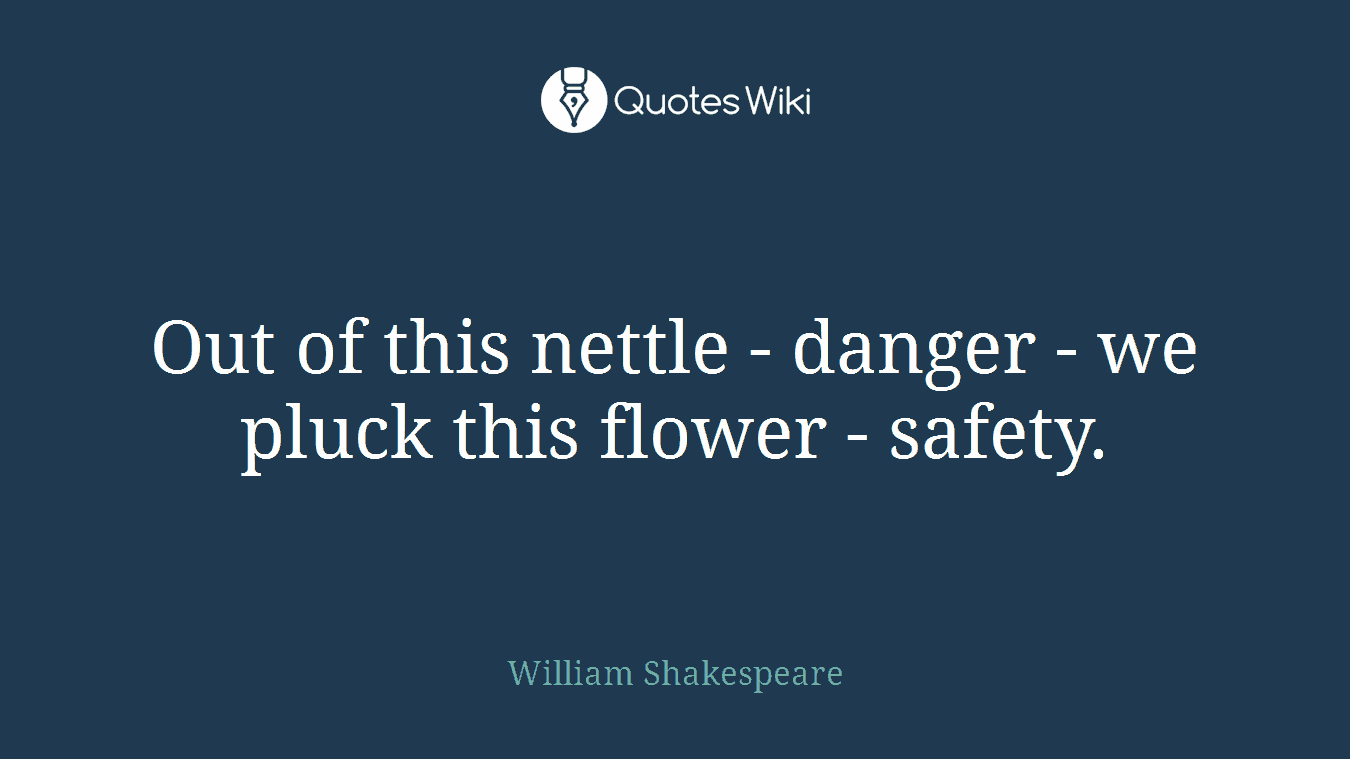 Out of this nettle - danger - we pluck this flower - safety.
