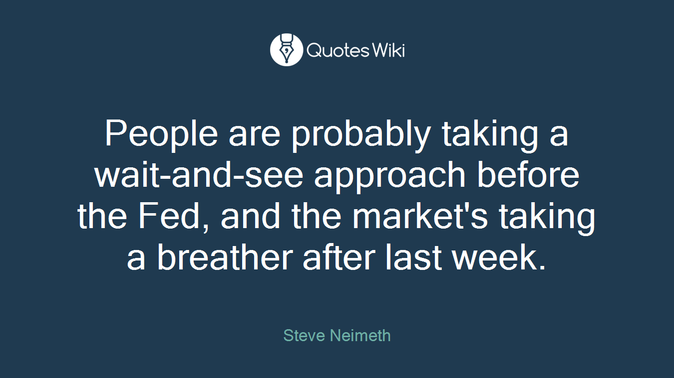 People are probably taking a wait-and-see approach before the Fed, and the market's taking a breather after last week.