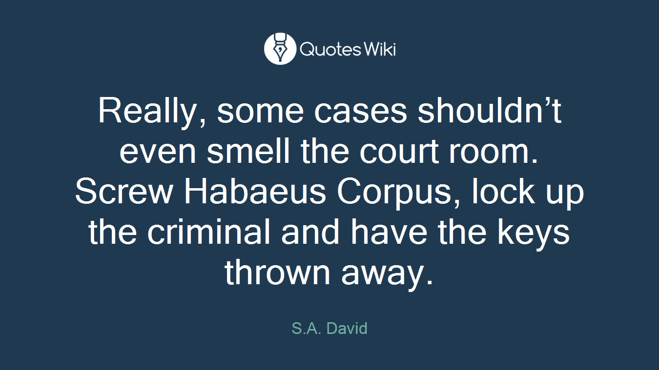 Really, some cases shouldn’t even smell the court room. Screw Habaeus Corpus, lock up the criminal and have the keys thrown away.