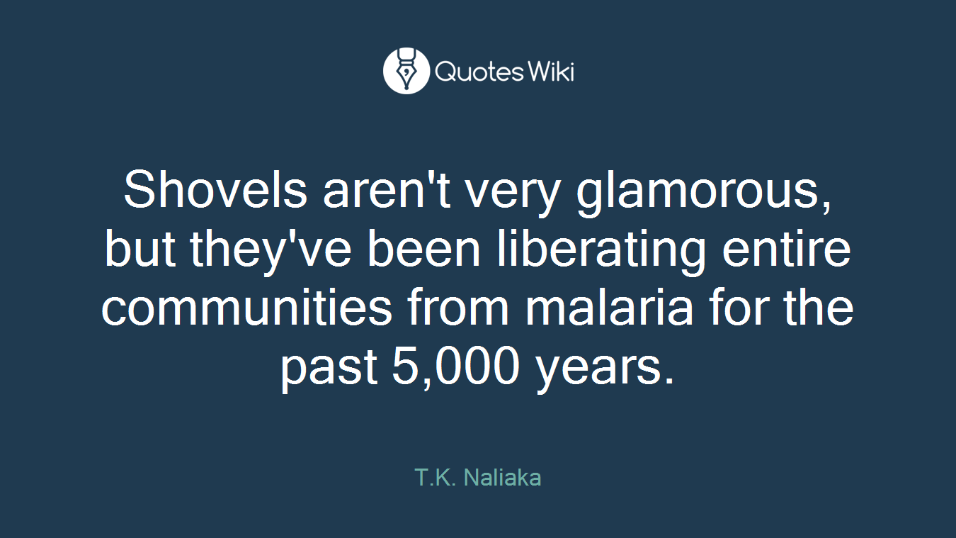 Shovels aren't very glamorous, but they've been liberating entire communities from malaria for the past 5,000 years.