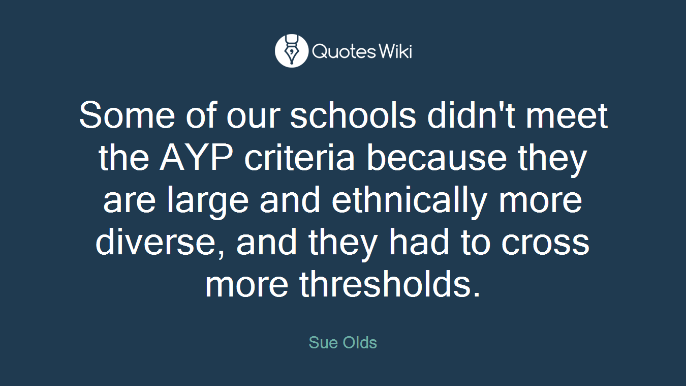 Some of our schools didn't meet the AYP criteria because they are large and ethnically more diverse, and they had to cross more thresholds.