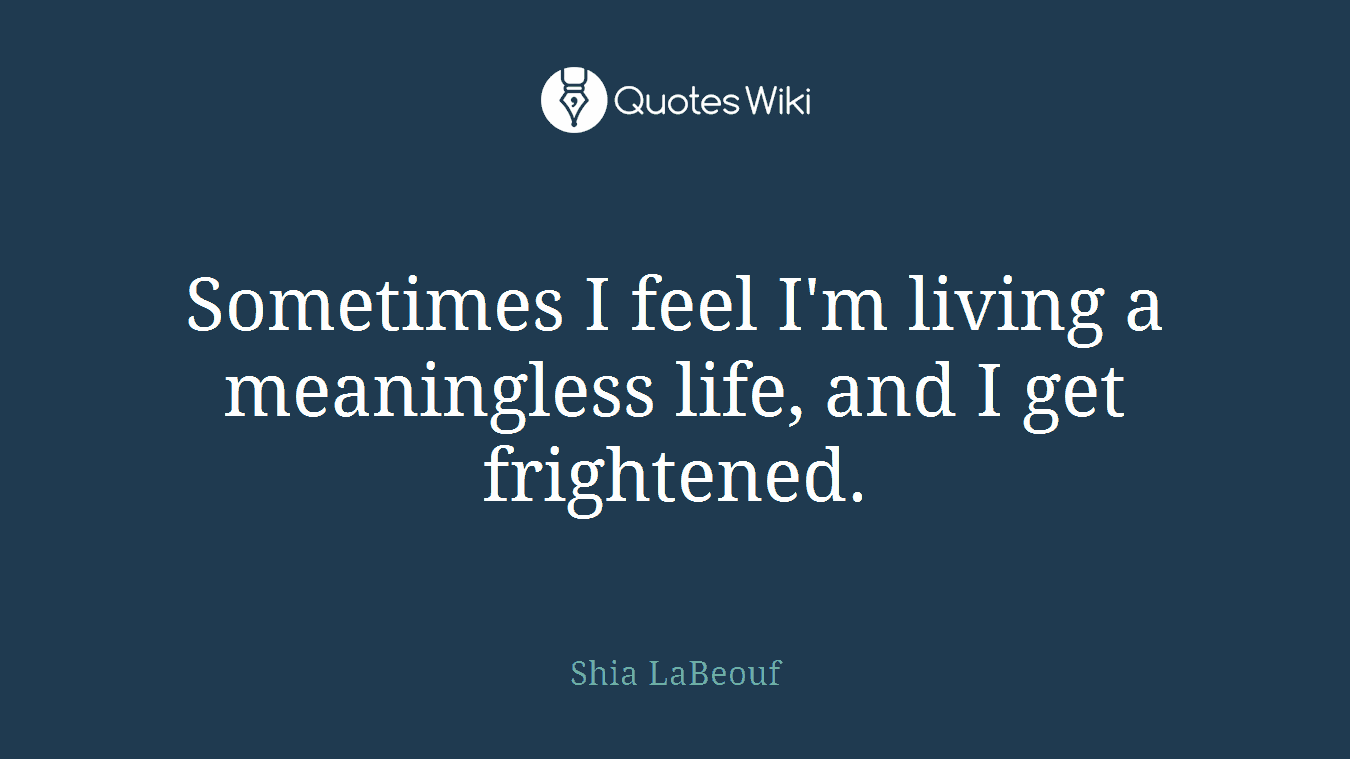 Sometimes I feel I'm living a meaningless life, and I get frightened.
