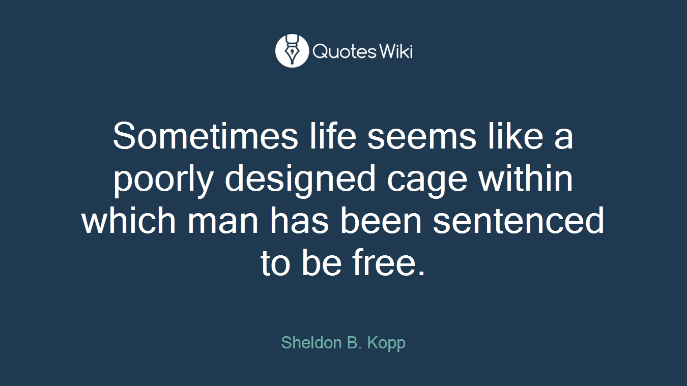 Sometimes life seems like a poorly designed cage within which man has been sentenced to be free.