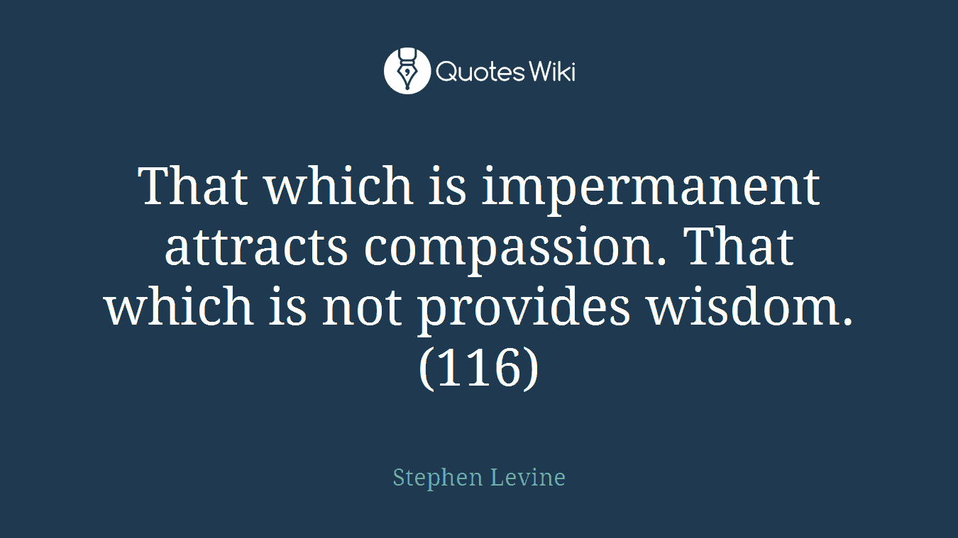 That which is impermanent attracts compassion. That which is not provides wisdom. (116)