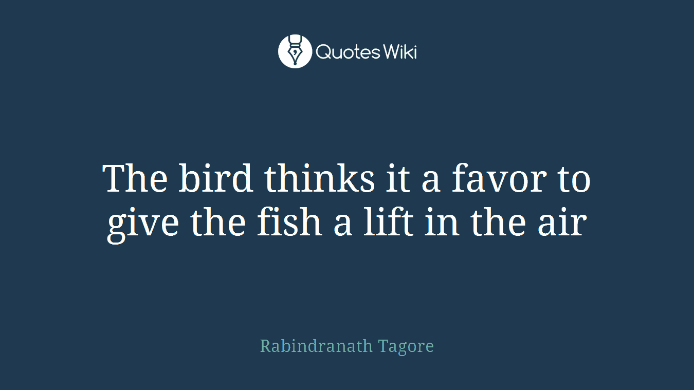 The bird thinks it a favor to give the fish a lift in the air