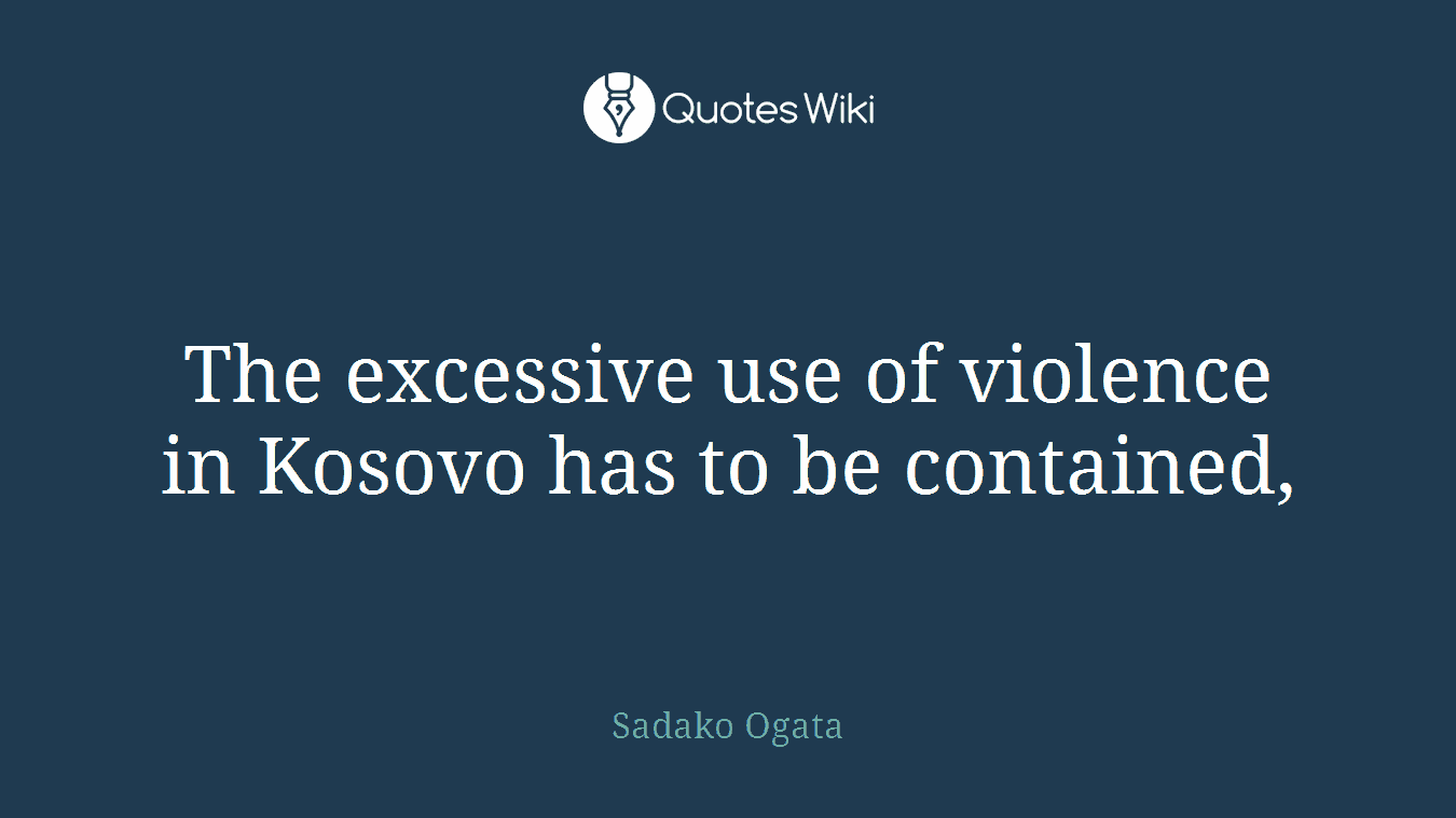 The excessive use of violence in Kosovo has to be contained,