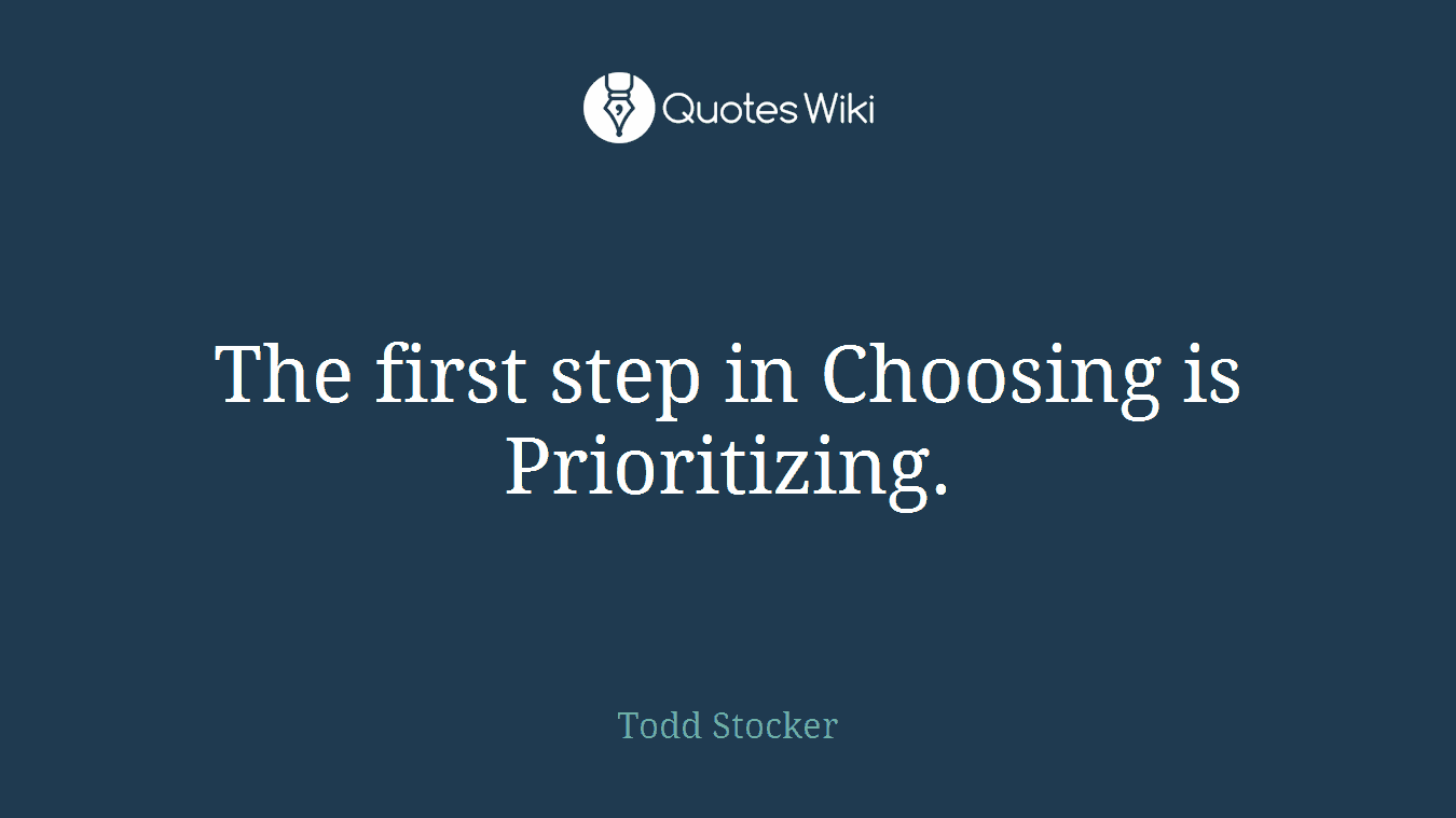 The first step in Choosing is Prioritizing.