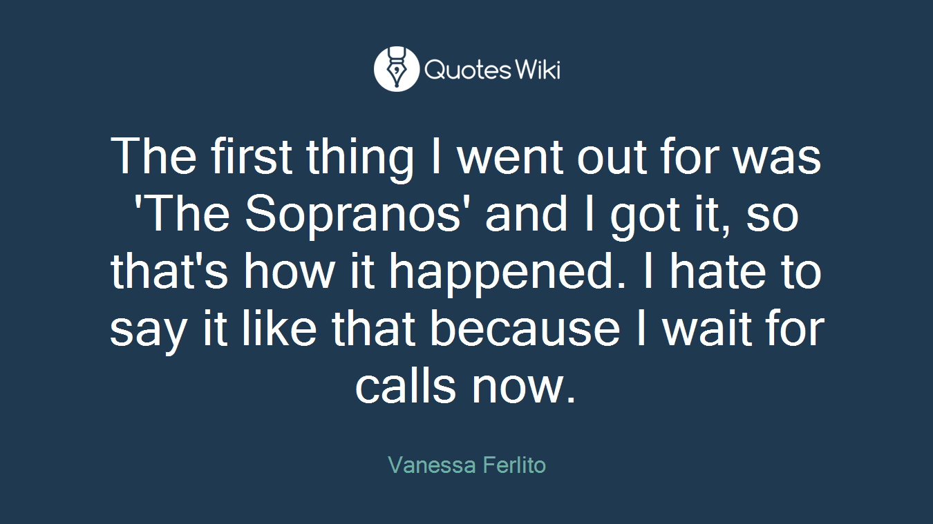The first thing I went out for was 'The Sopranos' and I got it, so that's how it happened. I hate to say it like that because I wait for calls now.
