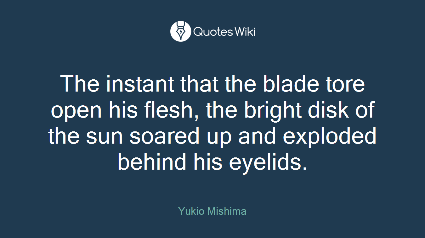 The instant that the blade tore open his flesh, the bright disk of the sun soared up and exploded behind his eyelids.