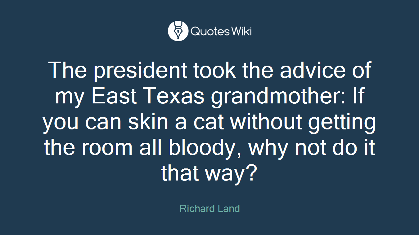 The president took the advice of my East Texas grandmother: If you can skin a cat without getting the room all bloody, why not do it that way?