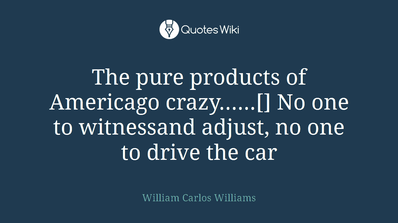 The pure products of Americago crazy......[] No one to witnessand adjust, no one to drive the car