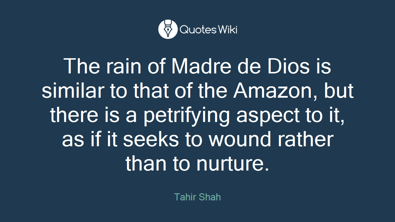 The rain of Madre de Dios is similar to that of the Amazon, but there is a petrifying aspect to it, as if it seeks to wound rather than to nurture.