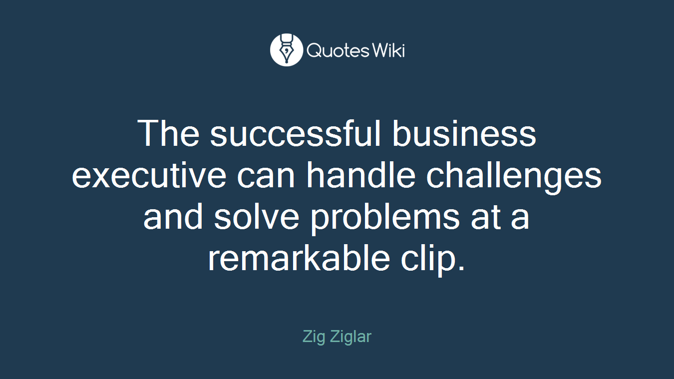 The successful business executive can handle challenges and solve problems at a remarkable clip.