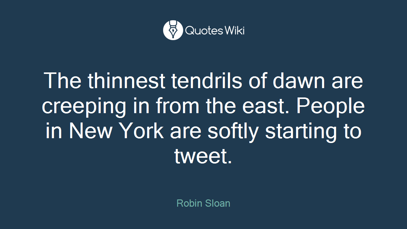 The thinnest tendrils of dawn are creeping in from the east. People in New York are softly starting to tweet.