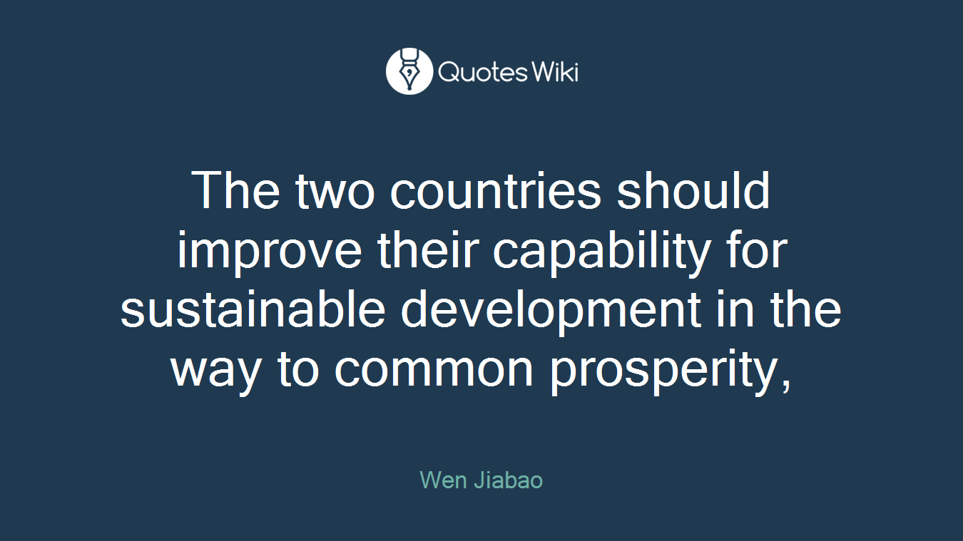 The two countries should improve their capability for sustainable development in the way to common prosperity,