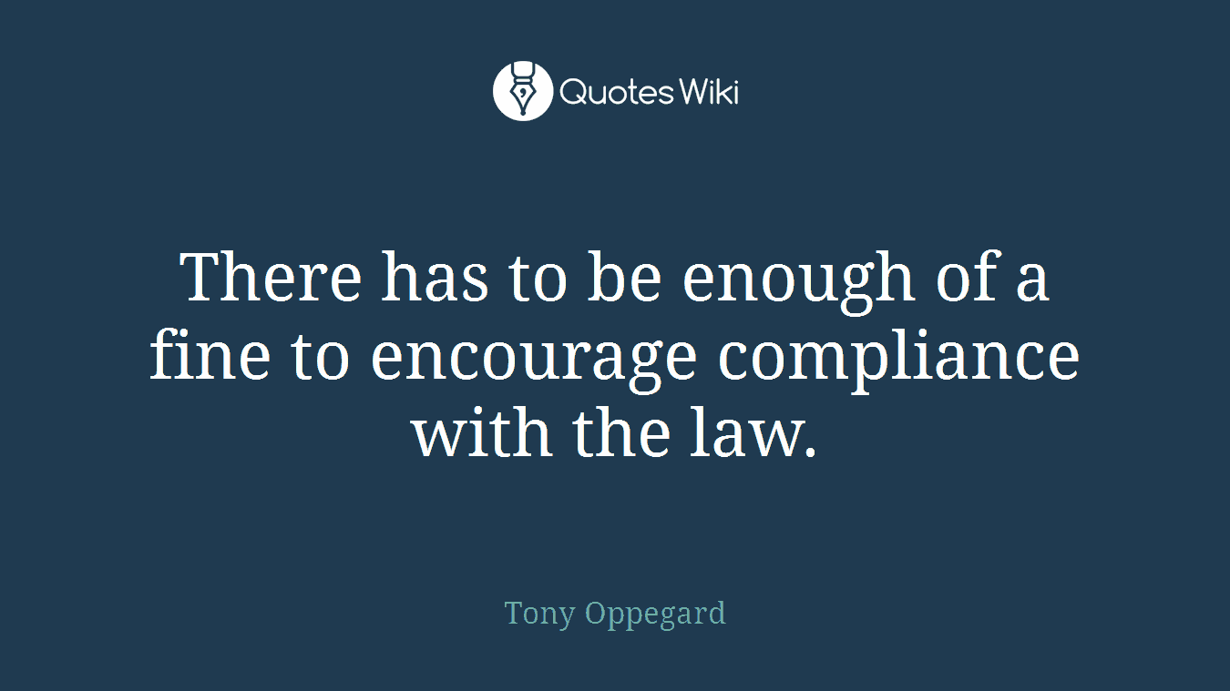 There has to be enough of a fine to encourage compliance with the law.
