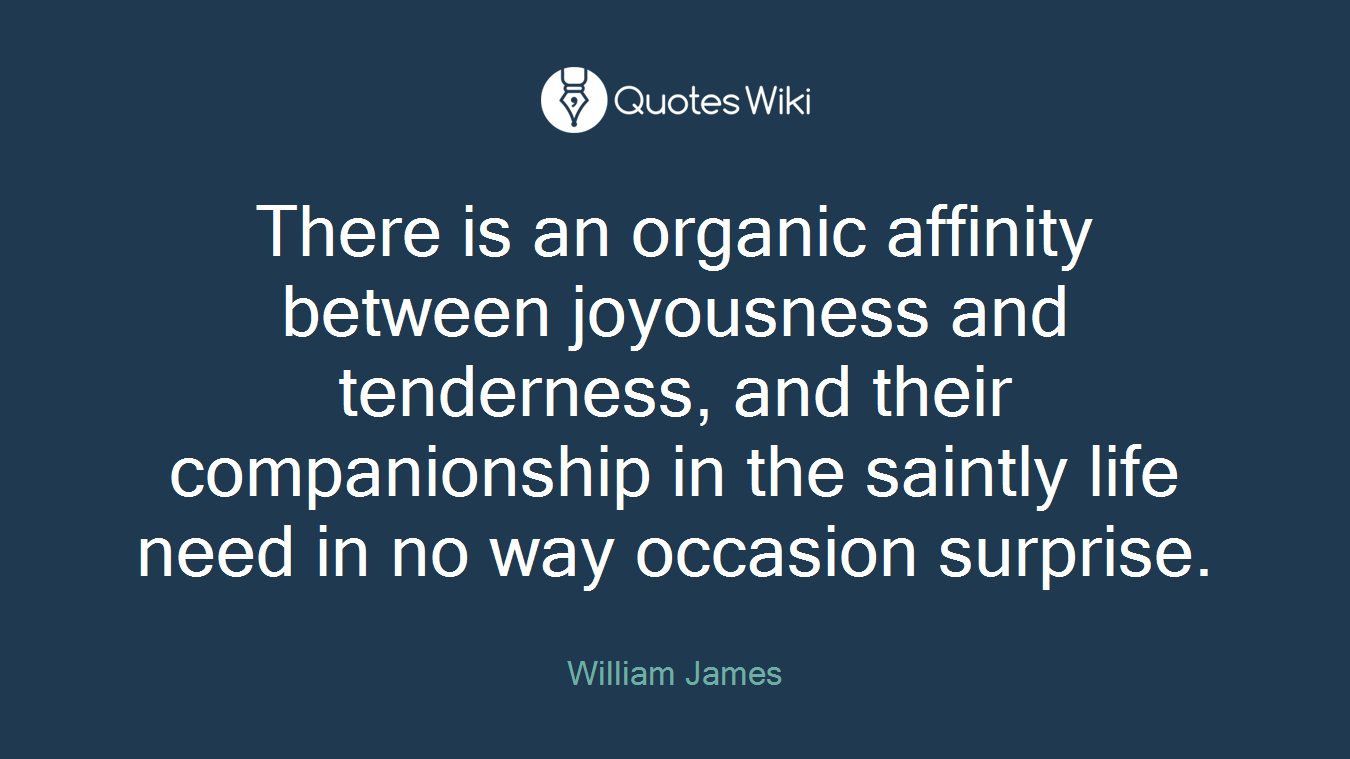 There is an organic affinity between joyousness and tenderness, and their companionship in the saintly life need in no way occasion surprise.
