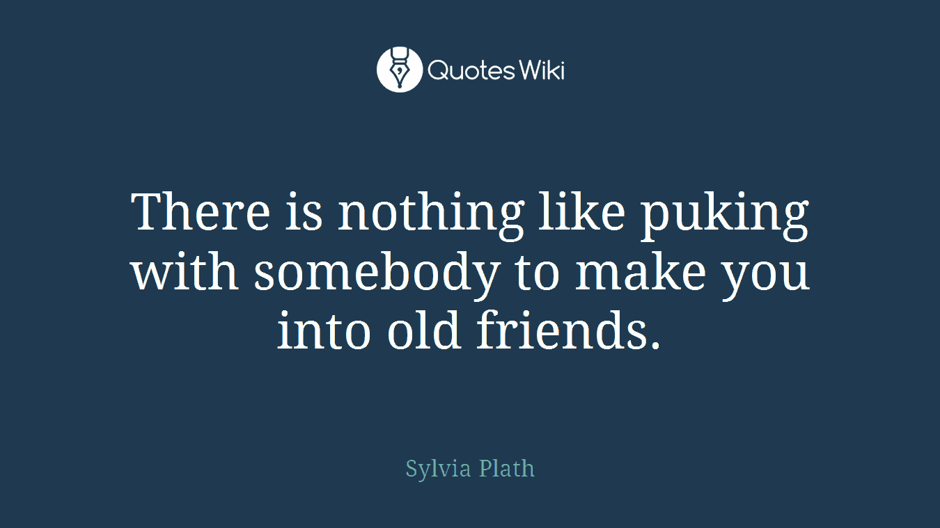 There is nothing like puking with somebody to make you into old friends.