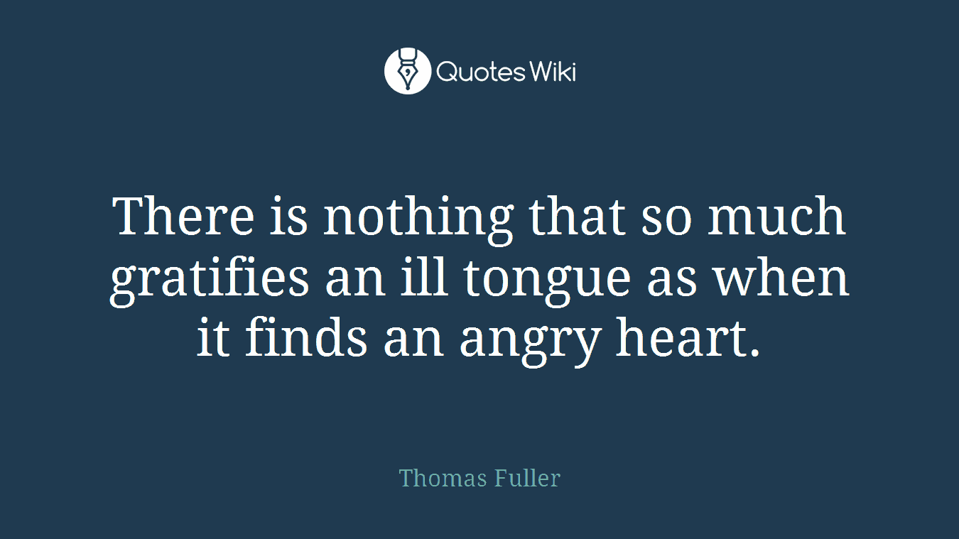 There is nothing that so much gratifies an ill tongue as when it finds an angry heart.