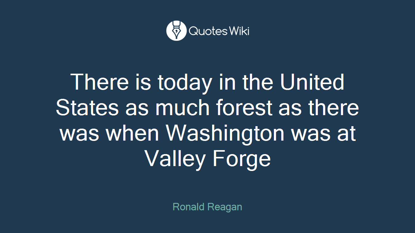 There is today in the United States as much forest as there was when Washington was at Valley Forge