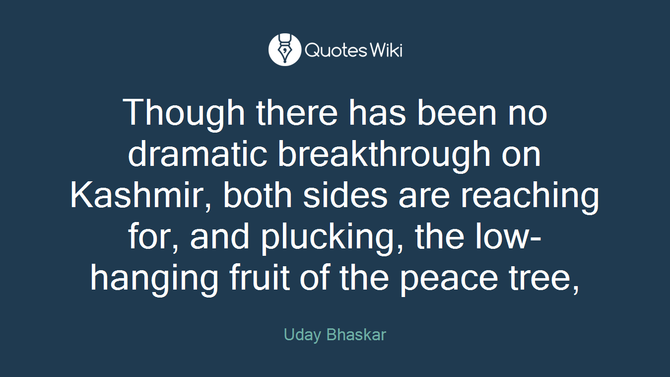 Though there has been no dramatic breakthrough on Kashmir, both sides are reaching for, and plucking, the low-hanging fruit of the peace tree,