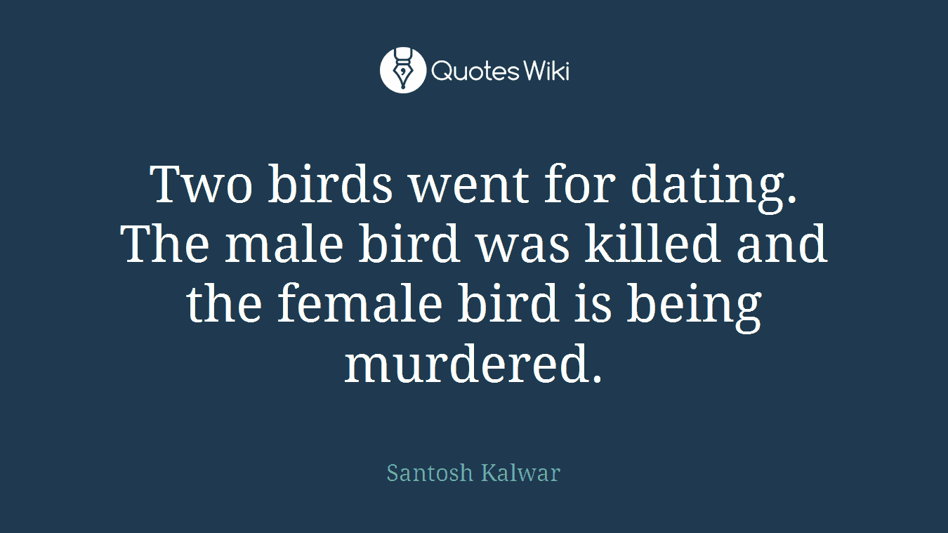 Two birds went for dating. The male bird was killed and the female bird is being murdered.