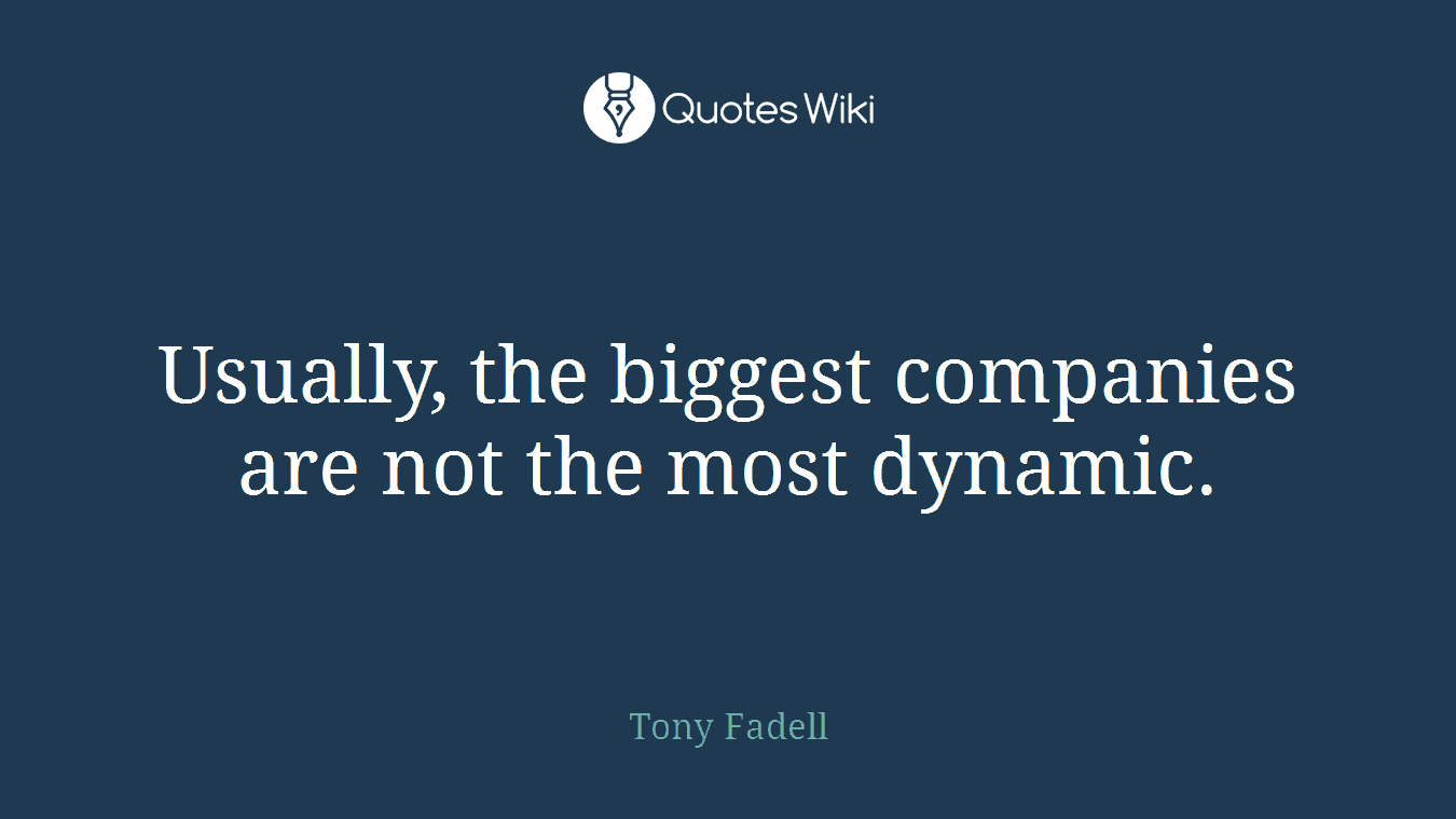 Usually, the biggest companies are not the most dynamic.