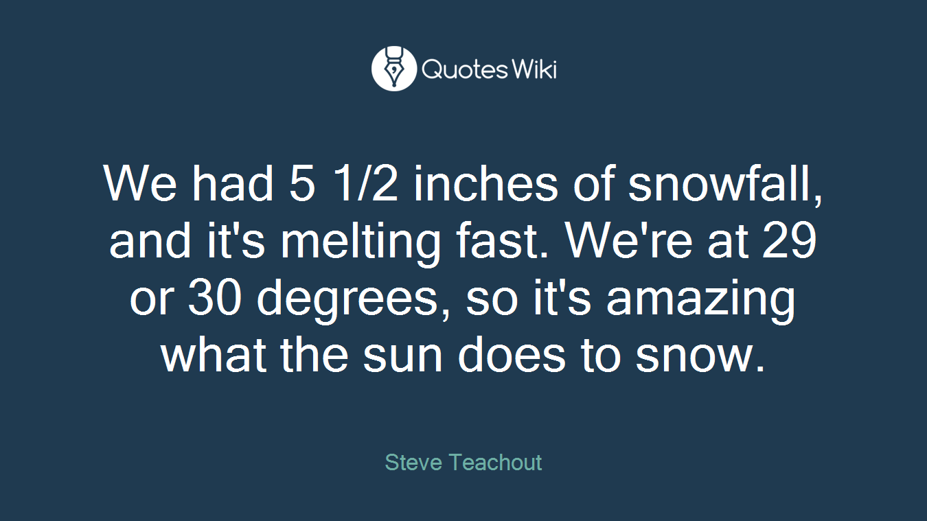 We had 5 1/2 inches of snowfall, and it's melting fast. We're at 29 or 30 degrees, so it's amazing what the sun does to snow.