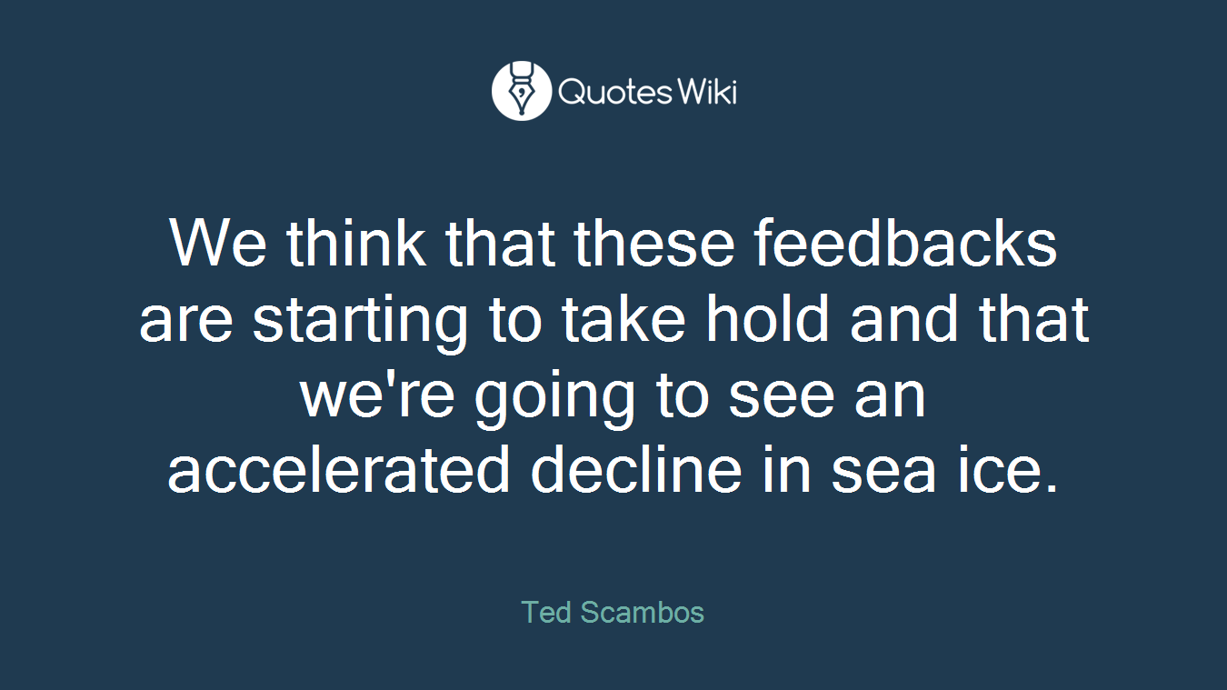 We think that these feedbacks are starting to take hold and that we're going to see an accelerated decline in sea ice.